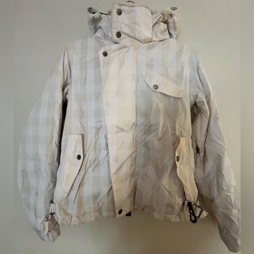 White plaid Burton snowboarding jacket